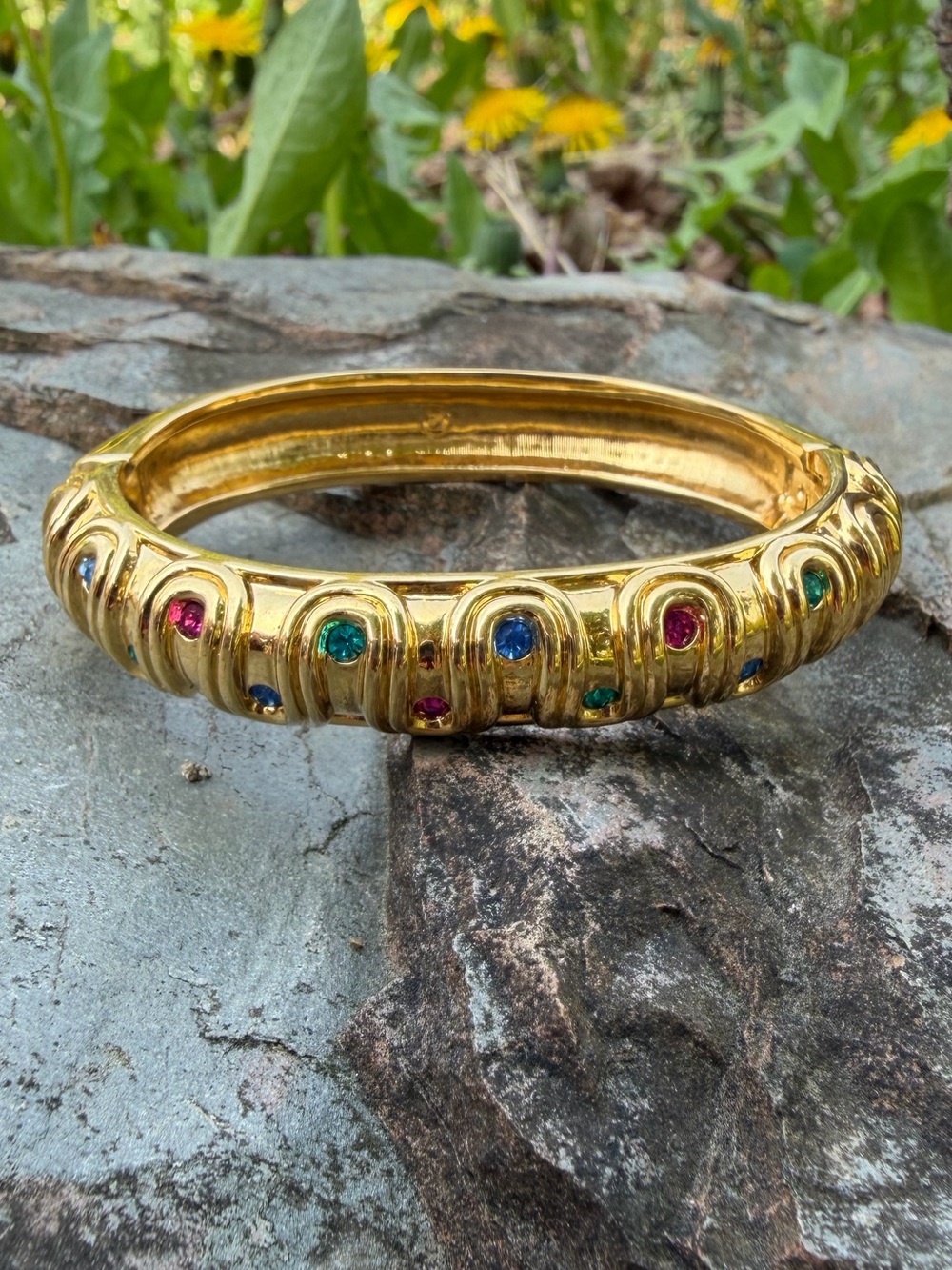 Vintage Swarovski Crystal Gold Multicolor Bangle Bracelet - Picture 12 of 12